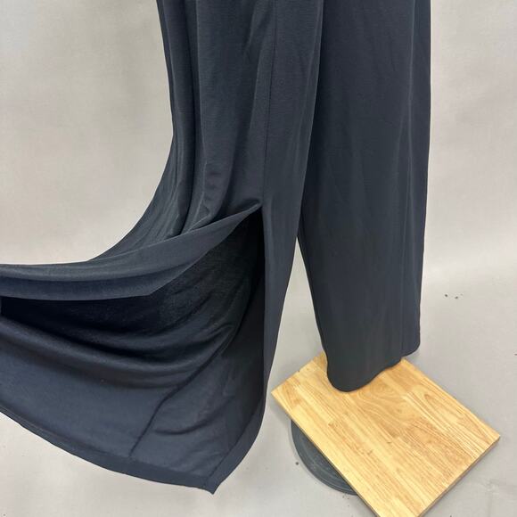 Vintage 90s Cache black slinky sailor nautical jumpsuit size 10 wide‎ slit leg - Picture 7 of 16